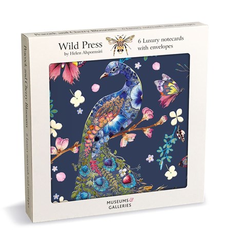 "Peacock and Cherry Blossoms"  Luxury Notecards 6/6